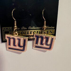 Earrings Pierced "NY" Gold tone and blue lettering